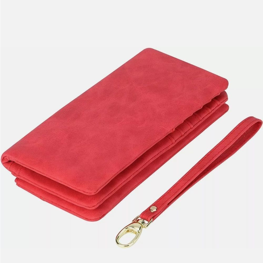Red Women PU Leather Clutch Wallet Zipper Long Purse Card Holder Phone Handbag